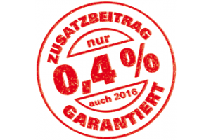 Ein roter Kreis mit Roter Schrift zum Thema Zusatzbeitrag