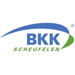 Ein Logo mit BKK Scheufelen in Blau Grün