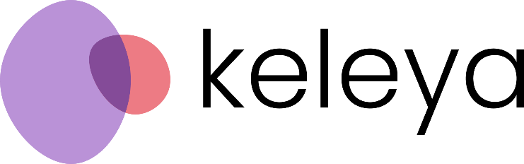 zwei Bunte Kreise die in einander liegen und mit einer schwarzen Schrift keleya geschrieben ist