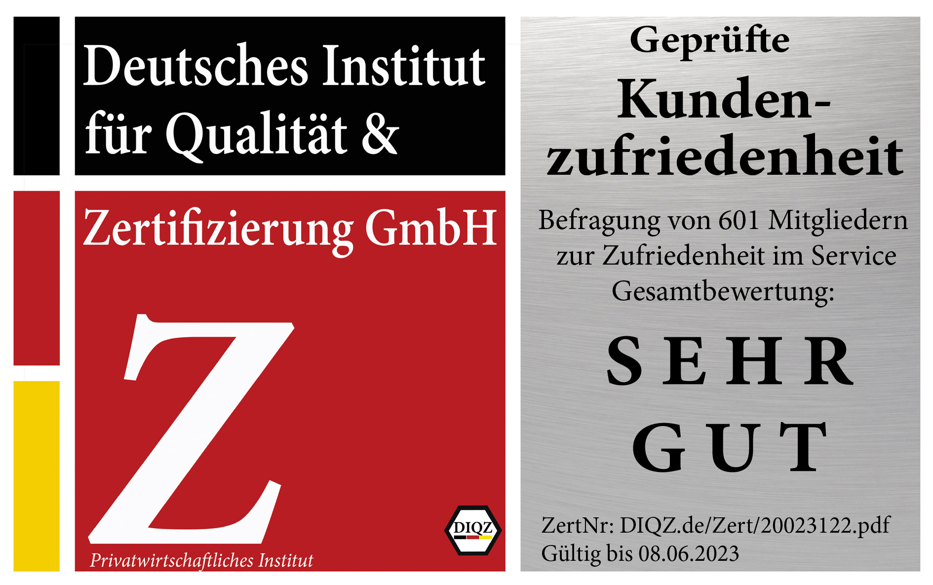 Zertifikat: Kundenzufriedenheit